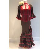 VESTIDO FLAMENCA LISO CON PUNTILLA | Yuly