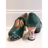 ZAPATO FLAMENCO VERDE TACON PINTADO A MANO