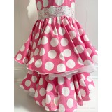 VESTIDO FLAMENCA ROSA LUNARES BLANCOS