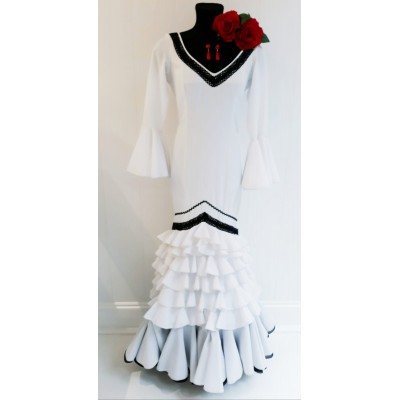 VESTIDO FLAMENCA BLANCO Y NEGRO | Yuly