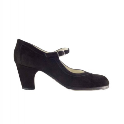 ZAPATO FLAMENCO PROFESIONAL HEBILLA ANTE NEGRO ANTE DE  BEGOÑA CERVERA