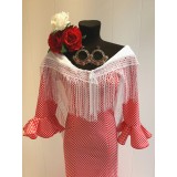 VESTIDO FLAMENCA BLANCO LUNAR ROJO | Yuly