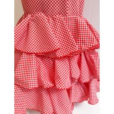VESTIDO FLAMENCA BLANCO LUNAR ROJO | Yuly