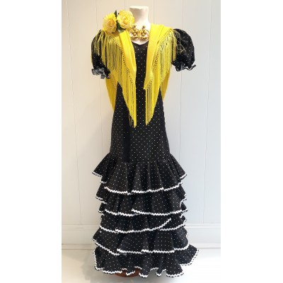 VESTIDO NEGRO CON LUNARES BLANCOS | Yuly